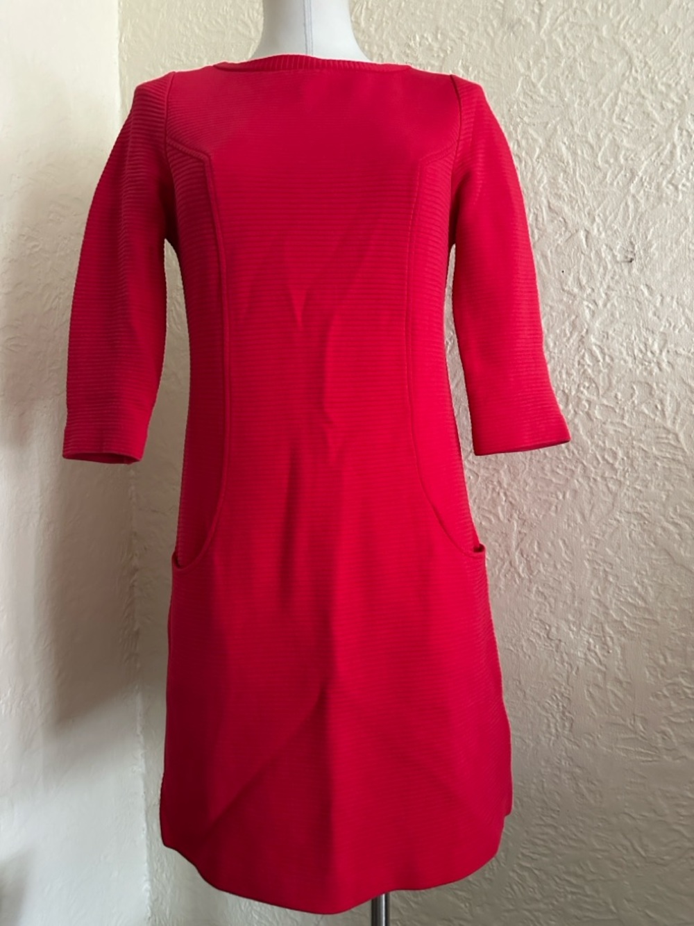 Boden Ottoman Ribbed Shift Dress Red Berry 4